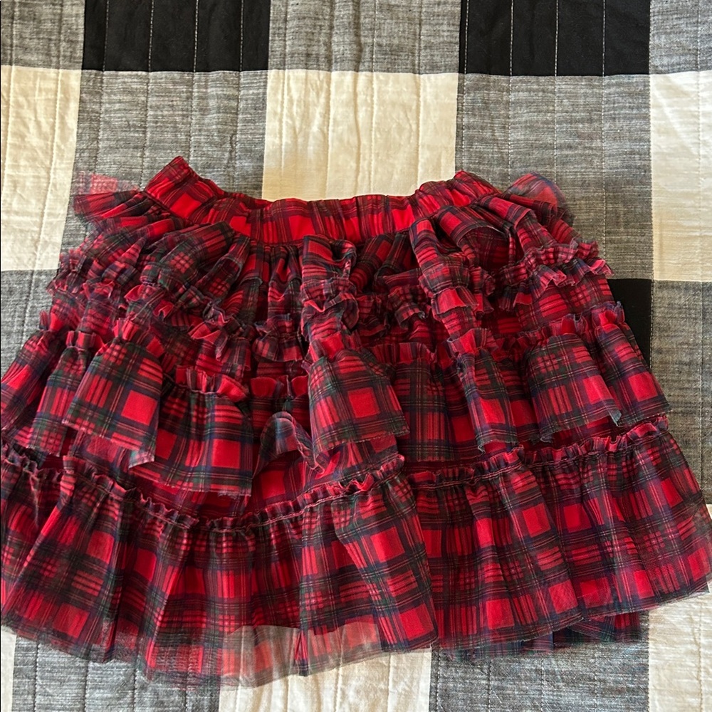 Red Plaid Ruffled Skirt